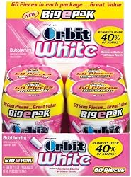 Orbit White Big E Bubblemint, 60 Piece Bottles (Pack of 4)