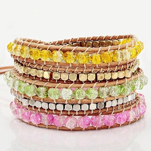 Colorful Natrual Beads Leather Wrap Bracelet,women Bracelet.friendship Bracelet