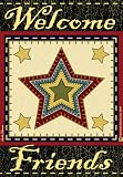 Folk Art Star Welcome Friends Primitive Standard House Flag