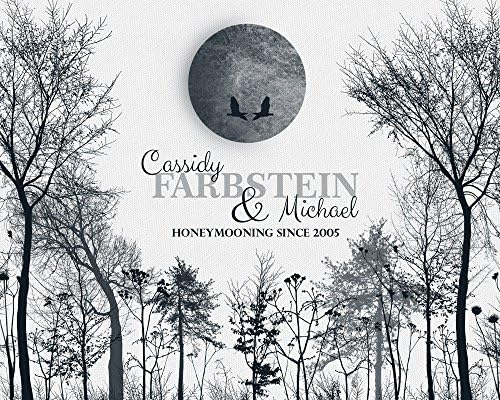 Personalized Anniversary Gift of Paper Custom Honeymoon Winter Trees For Couple Ten Year Wedding Anniversary 1st First 2nd 10th Gift From Husband or Wife 8x10 Unframed Custom Art Print