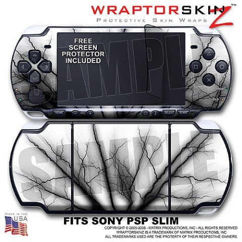 Lightning Black WraptorSkinz Skin and Screen Protector Kit fits Sony PSP Slim