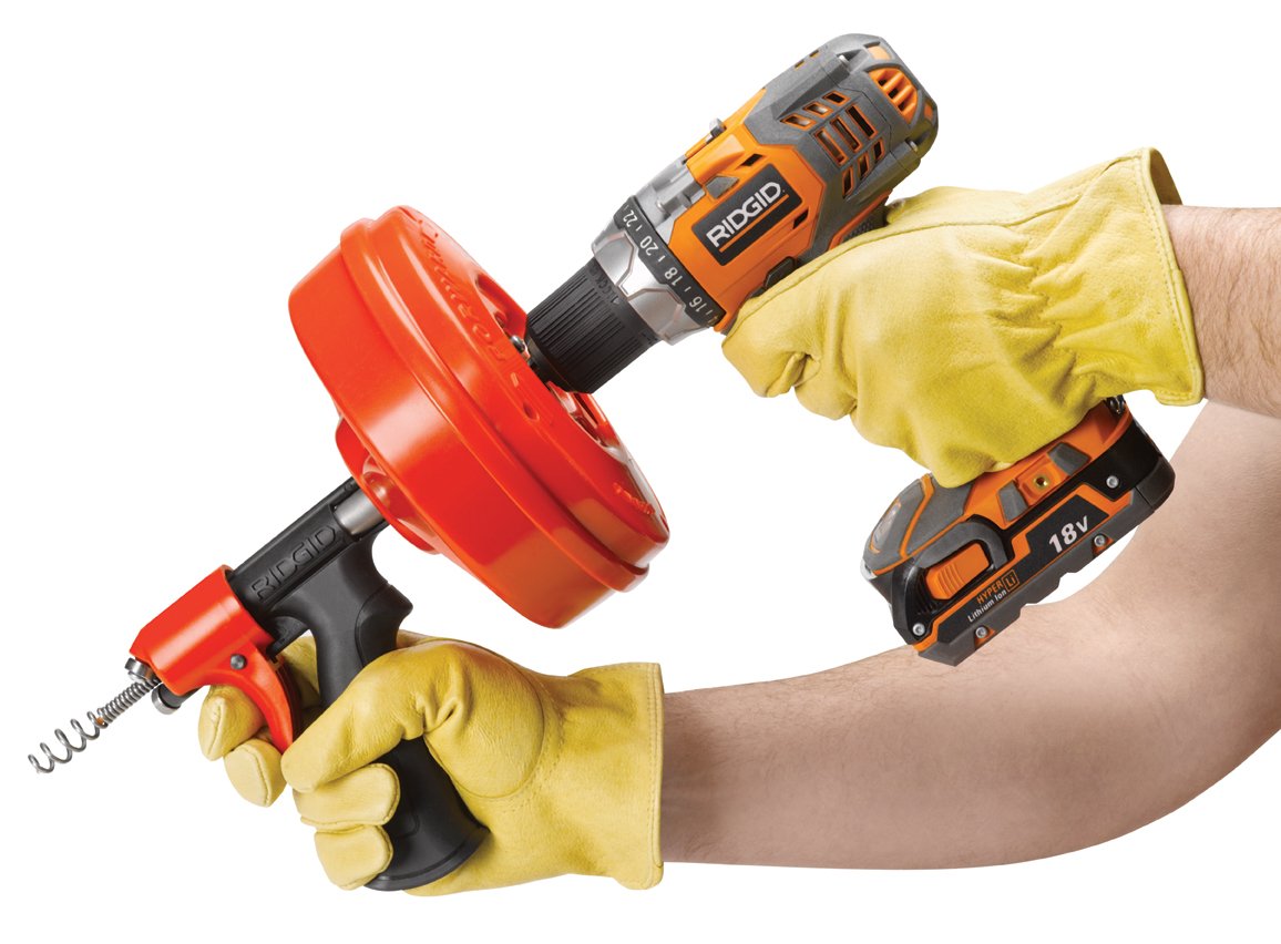 RIDGID 41408 Power Spin with AUTOFEED, Maxcore Drain Cleaner Cable, and