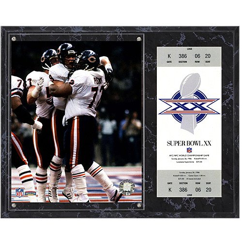 Mounted Memories Chicago Bears Super Bowl XX William Perry Plaque with Replica Ticket