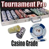 500 Ct Tournament Pro 11.5 Gram Clay Poker Chip Set w/ Aluminum Case & Free WPT Book