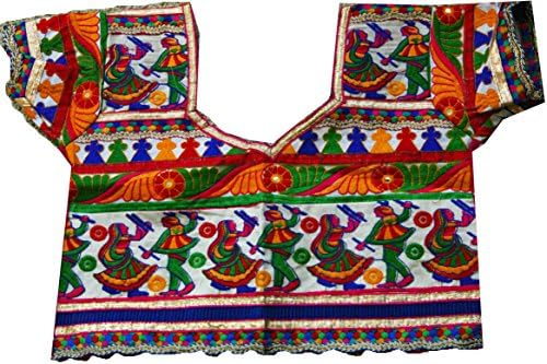 Samudrika Designer Embroidered Garba Lehenga Chaniya Choli Cotton White Size 10 Years