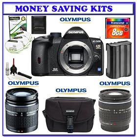 Olympus Evolt E-520 Digital SLR Camera Body with Olympus Zuiko 14-42mm f/3.5-5.6 Digital Zoom Lens + Olympus Zuiko 40-150mm f/4.0-5.6 Digital Zoom Lens + Transcend 8GB CF 133x Memory Card + Olympus E-System Travel D-SLR Gadget Bag + Spare BLM-1 Li-ion Battery + Willoughby's Bonus Accessory Kit
