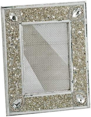 Silver Framed Beaded Mesh Earring Display Holder Organizer