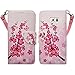 Galaxy S6 Edge Case, Compatible for Galaxy S6 Edge Wallet Case, Wrist Strap Flip Folio [Kickstand Feature] Pu Leather Wallet Case with ID&Credit Card Slot for S6 Edge - Pink Lotus Flower