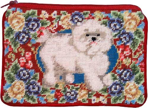 Bichon Frise Dog Needlepoint Cosmetic Case Bag
