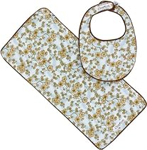 Bumble Etc. Bib and Burp Cloth Set Blue Latte