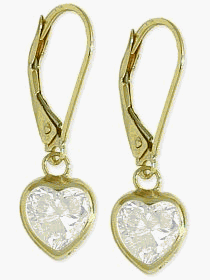 10 karat Gold Heart Leverback Earrings