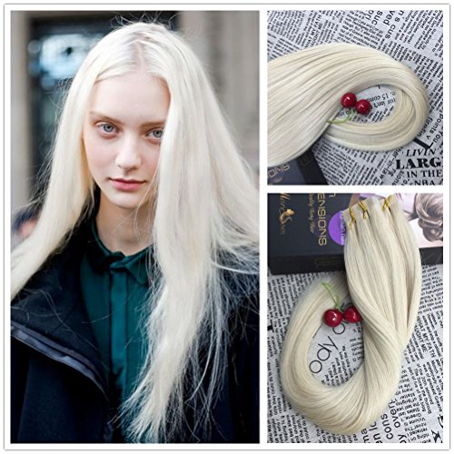 Moresoo 24 inch 50g/20pcs 100% Straight Unprocessed Remy Virgin Human Hair Platinum Blonde Color #60 Seamless Skin Weft Tape In Hair Extensions
