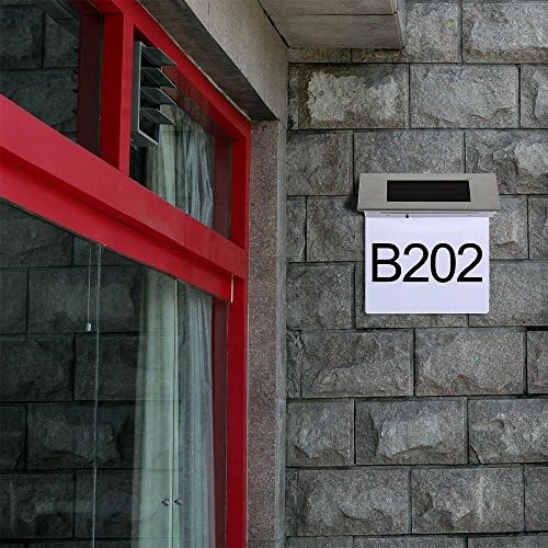BlueSea Solar Powered 4 LED Light Lamp with DIY House Door Number Sign Made of Stainless Steel