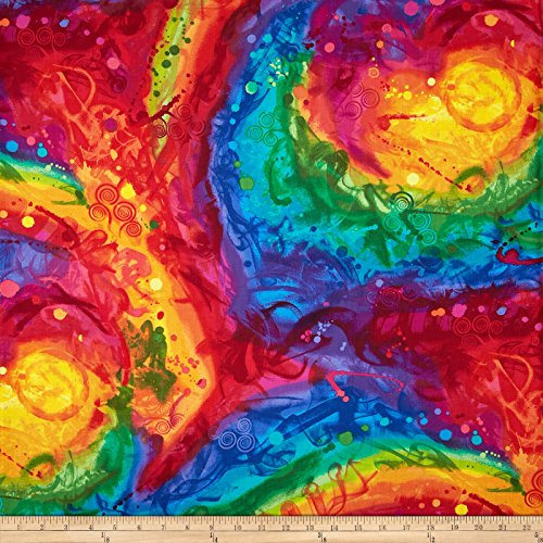 Timeless Treasures Fantasia Painted Abstract Multi Fabric By The Yard