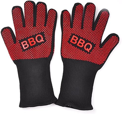 BBQ Silicone Baking Temperature Microwave Oven Mitts Insulated Non-slip Gloves Housework Waterproof Rubber Gloves Knitted Gloves High Temperature Insulation