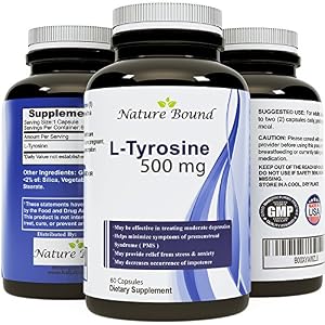 L-Tyrosine 500 mg Capsules - Promotes Relaxation & Stress Reduction - Supplement for Dopamine Synthesis & Natural Weight Loss - Natural Energy in Men & Women - GMP Certified - USA Made by Nature Bound