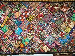 Gift Idea-Kutch Embroidered Wall Hanging Gujarat Red Blue Tapestry 78"
