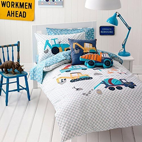 Zacard Kids Bedding for Boys Truck Embroidered Bedding Set Children's Duvet Cover Sets Cartoon Bedding Twin Full Queen (2, Queen)