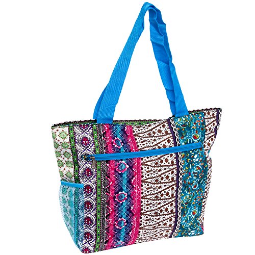Silverhooks Womens Boho Patchwork Beach Tote Bag