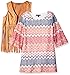 My Michelle Girls' Big Chevron Printed A-line Dress with Fringed Vest