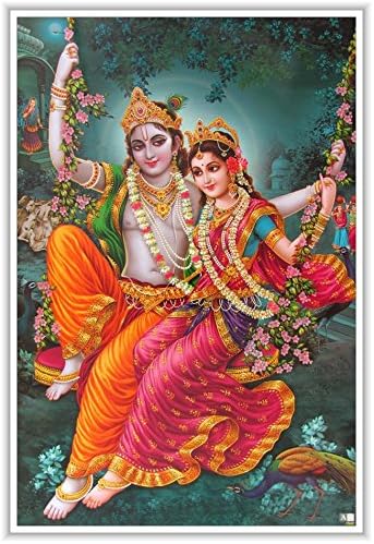 Lord Krishna / Shree Krishna / Shri Krishna with Radha / Radha-Krishna Poster (Size: 13x19 inch Unframed)