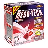 MuscleTech Meso-Tech High-Protein Meal Supplement, Delicious Strawberry Creme, 2.82 Ounce Packets (Pack of 20)