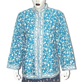 Ladies Jacket Wool Fabric Hand Embroidery Evening Dress Handmade in Kashmir Size XL by ShalinCraft