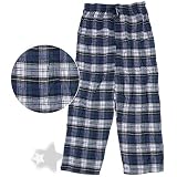 Navy and White Plaid Flannel Pajama Pants for Men