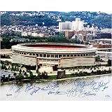 11 Signature Pittsburgh Steeler Greats View From Outside Three Rivers 16x20 Autographed Photograph