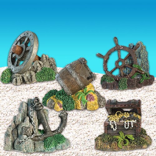 SET OF 5 AQUARIUM ORNAMENTS - Shipwreck Shoals Aquarium Ornaments