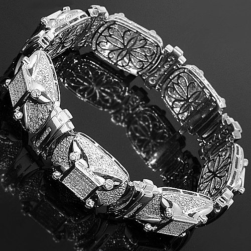 14K White Gold Mens Diamond Bracelet 13.58 Ctw 