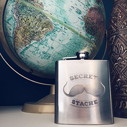 Stainless Steel "Secret Stache" 6 oz Flask