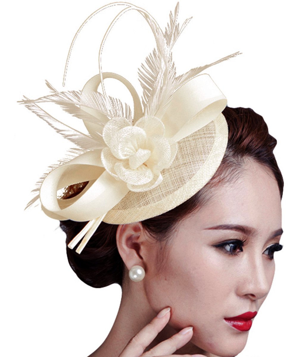 Cocktail Pillbox Hat Fascinator Hair Clip Bridal Headwear for Women