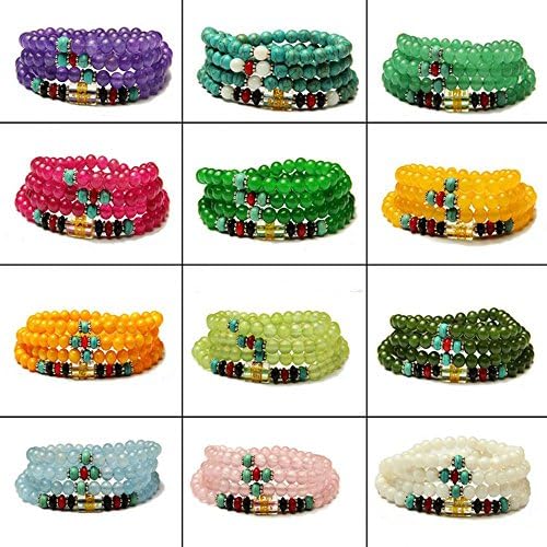 THATISGREAT Hot! Fashion Agate Buddha Beads Bracelets Wrist Chain Chalcedony Crystal Jewelery (Green Aventurine)