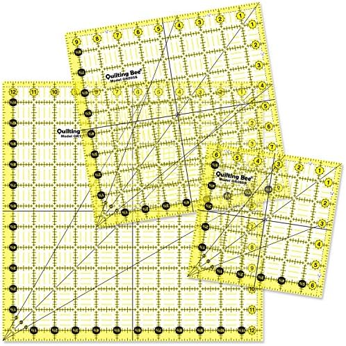 Quilting Bee "EZ Eyes" Premium Quilting 3-Squares Ruler Set (QRSQCC)