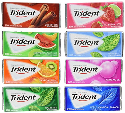 All AMERICAN GUM ASSORTMENT - TRIDENT GUM - 3 Each / 24 Packs- EZ-SHIP PACK