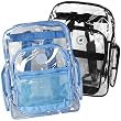 (40 Pieces) Black Trim + Blue Trim K-Cliffs Clear Transparent PVC School Backpack/ Book Bag/ Day Pack