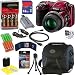 Nikon COOLPIX L820 16 MP Digital Camera with 30x Zoom (Red) + 4 AA Batteries with AC/DC Rapid Charger + 10pc Bundle 16GB Deluxe Accessory Kit