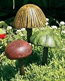 Yellow, Green and Red Cast Iron Mushrooms (set of 3)