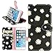 iPhone 6s Plus Case, Dimaka Cute Floral Pattern PU Leather Wallet Folio Cover [Cash Cards Slots Compartment] [Flip Kickstand] with Strap Hole Protective Purse Case for iPhone 6S Plus 5.5” black daisy