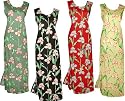 Orchid Panel - Hawaiian Long Tank Dress in Burgandy-Red, Yellow, Olive & Black