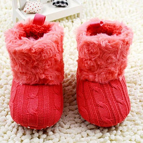 Floomer Toddler Infant Girl's Knit Fleece Soft Sole Short Snow Boot Red 6-12M