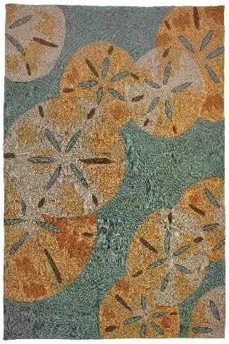 Homefires Sanddollars by The Sea 22-Inch by 34-Inch Indoor Outdoor Hand Hooked Area Rug