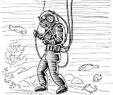 2.75 inch x 2 inch Acrylic Keyring Line Drawing Diving