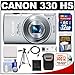 Canon PowerShot Elph 330 HS Wi-Fi Digital Camera (Silver) with 32GB Card + Battery + Case + Tripod + HDMI Cable + Accessory Kit
