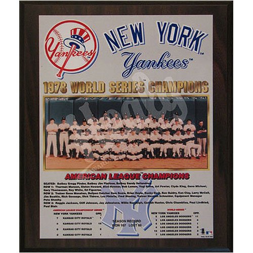 1978 New York Yankees World Series Champions Team 13x16 Plaque