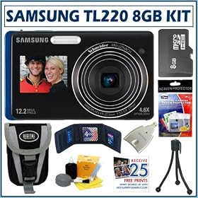 Samsung TL220 DualView 12.2MP Digital Camera in Blue+ 8GB Accessory Kit