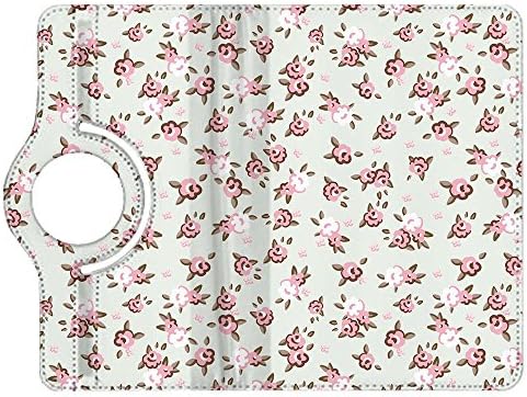 Rotate Flip Case For Kindle Fire HD 7in (2nd Gen) Rotary Cover - Shabby Chic Roses on Green Premium Stand
