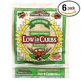 Tumaro's Low in Carbs 8-Inch Tortillas, Garden Vegetable, 13.75-Ounce Packages (Pack of 6), available at Amazon.com