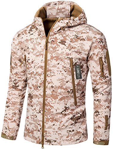 Camo Coll Men s Outdoor Soft Shell Hooded Tactical Jacket (S, Desert)